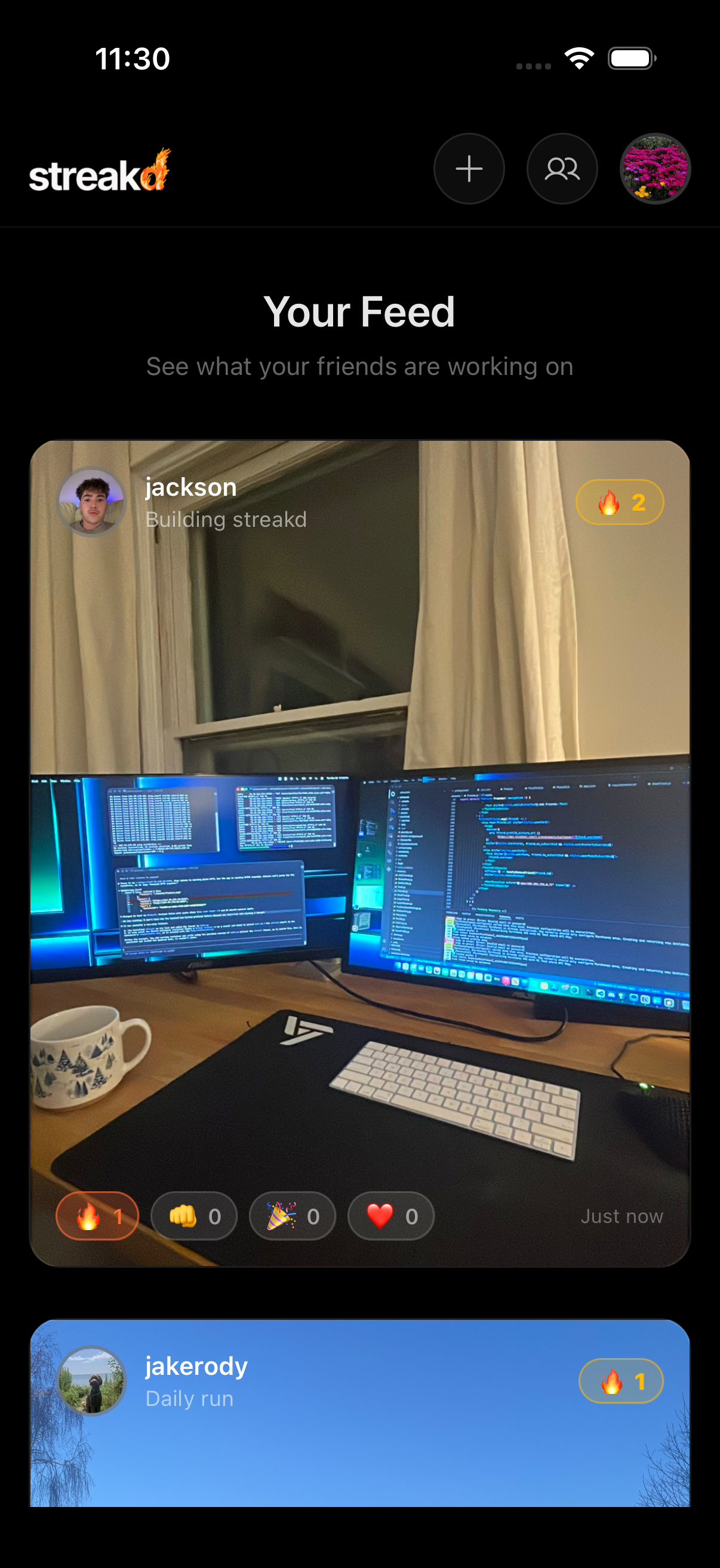 Feed screen